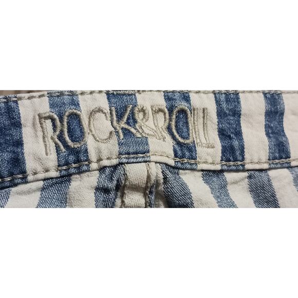 Rock & Roll Denim Womens Stripe High-Rise Flare Jeans tag 30x34 actual 30Wx31L - Picture 10 of 11